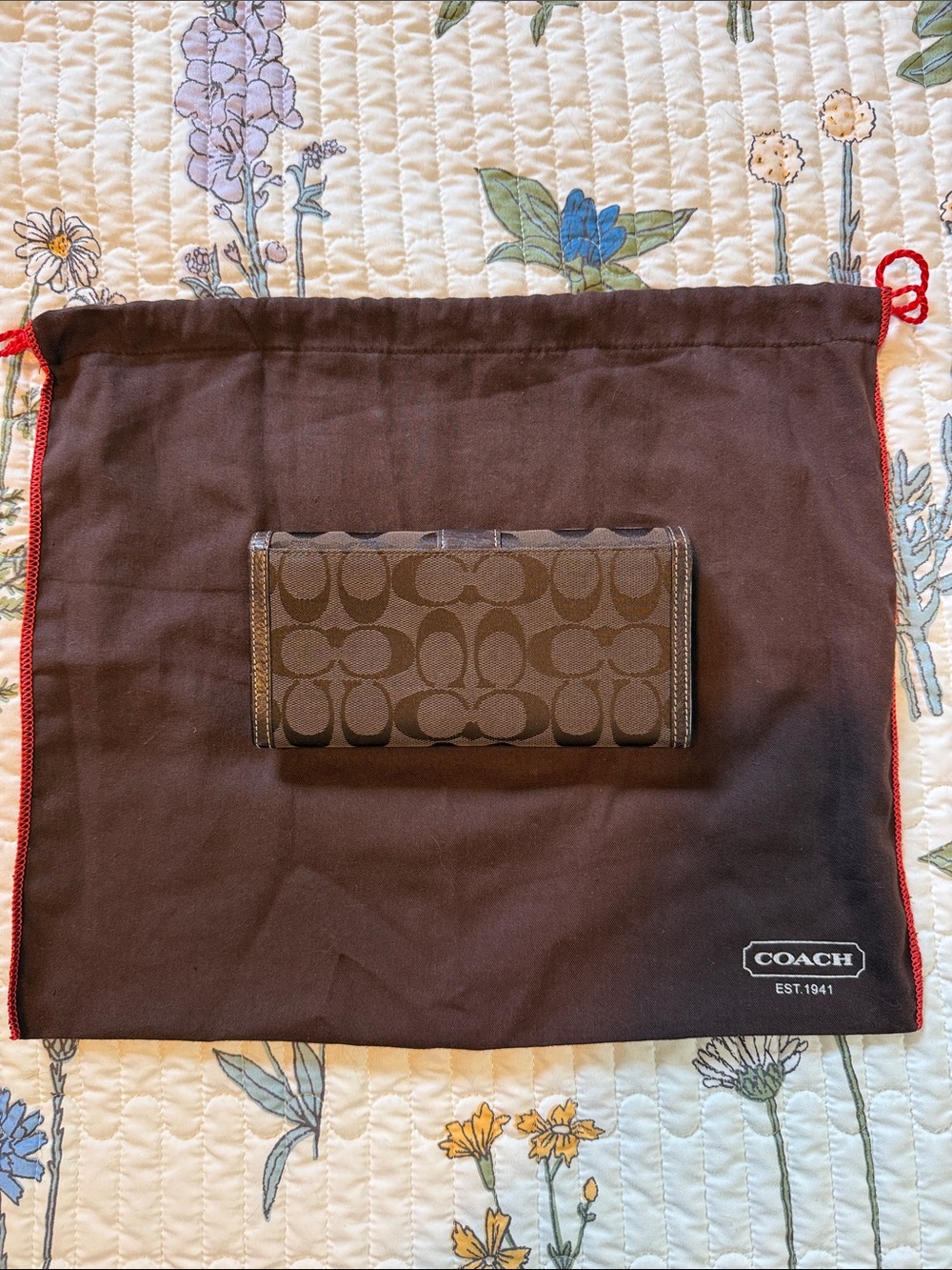 Coach Brown Signature Continental Wallet - Picture 4 of 5